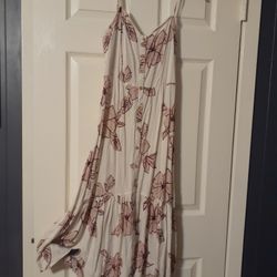 Juniors Sundress Cream Color With Rose/Mauve Floral Print  Size Small
