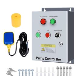 Water Pump Control Box, for 1.5 HP 230V Deep Well Submersible Pump, Dual Operating Modes (Manual/Automatic), with Key Lock, Float Switch,Weatherproof 