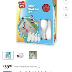 Play Day Jumbo Bowling Set New