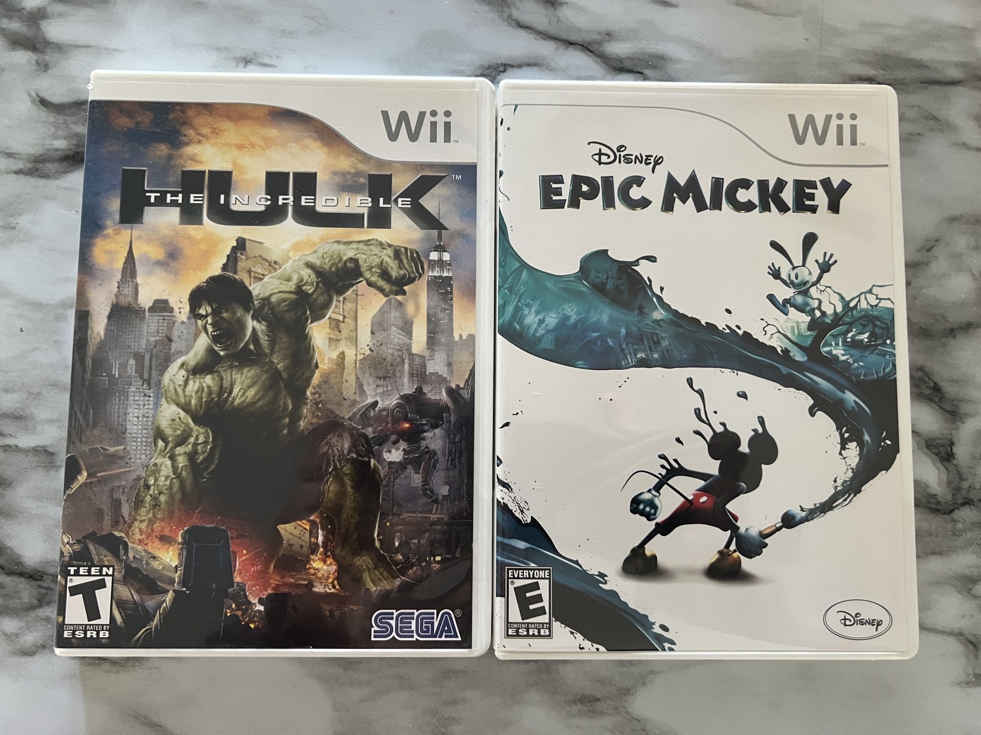 wii disney epic mickey & hulk games $5 each