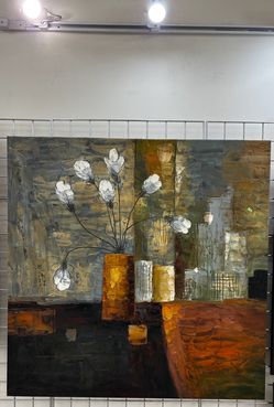Large Abstract Floral Oil Painting on Canvas