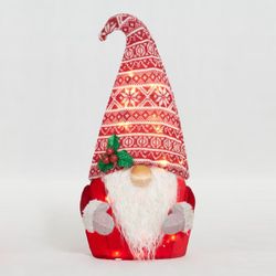 Everstar Lighted 22 in. Plush Gnome with Red Hat