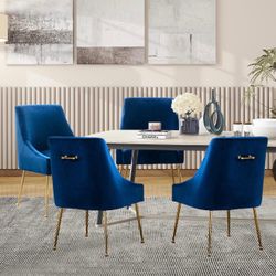Set of 4- Royal Blue Velvet Dining Chair