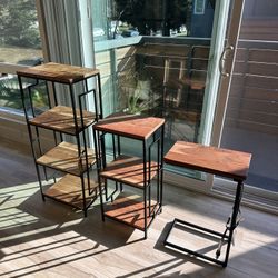 3 Wooden Stands or End Table with Charging Station