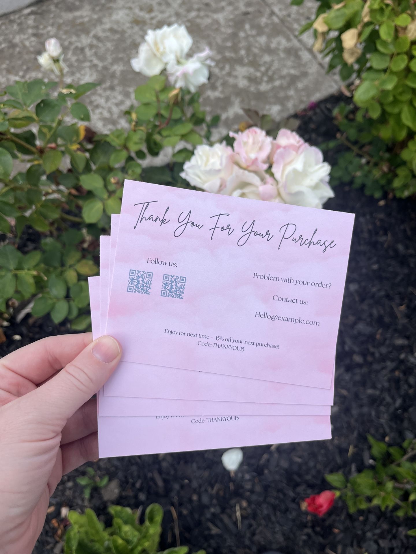 Custom Thank You Cards – 50 Pack – Small Business Branding with QR Code & Contact Info