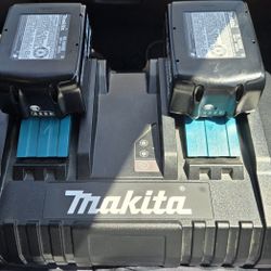 Makita Dual Charger And Two 18v Battery 