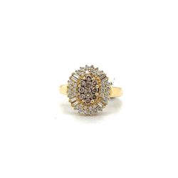 14kt Gold Oval Diamond Ring With Bagguettes And Chocolate Diamonds 5.00grams Size 7 145524 1