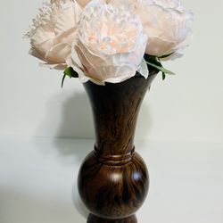 Tall Hand Turned Wood Flower Vase 