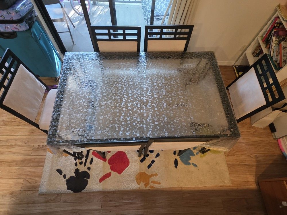 Glass Dining Table + 6 Chairs