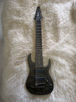 🎸 Ibanez 9-String Extended Range Guitar — Weathered Black / Poplar Burl Top