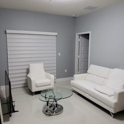 Glass Coffee Table with Metal Base – Like New