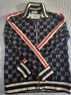 Gucci Men’s GG Logo Track Jacket Full Zip Navy Red/Cream Size XXL