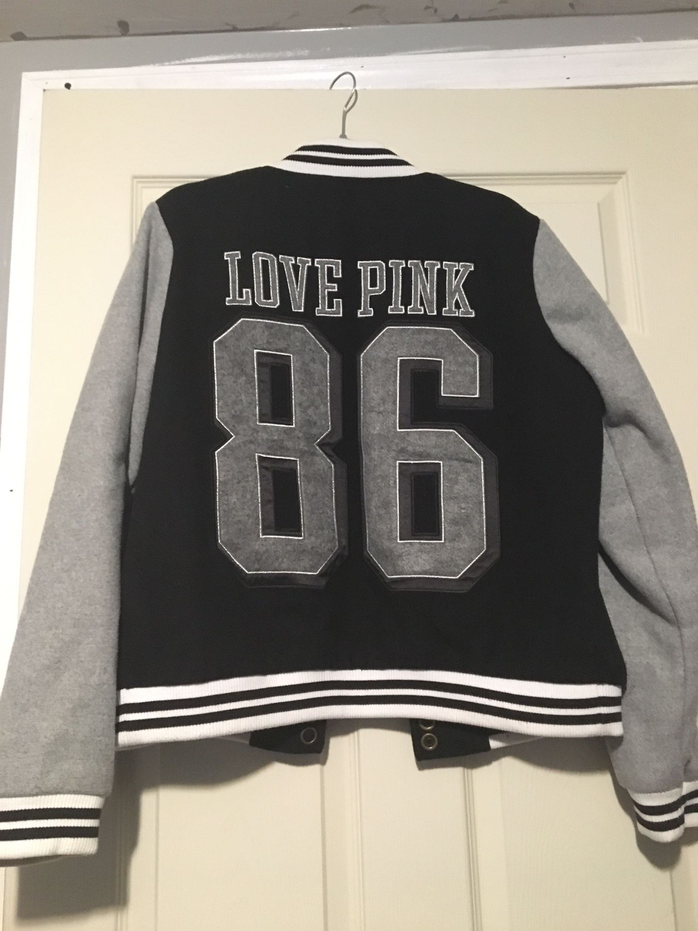 Victoria’s Secret  Pink Varsity Jacket Black/Grey Rare