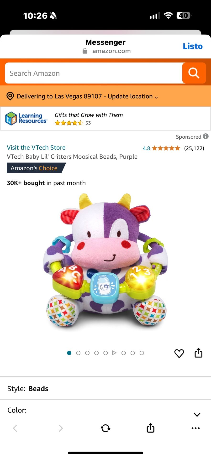 VTech Baby Lil' Critters Moosical Beads, Purple