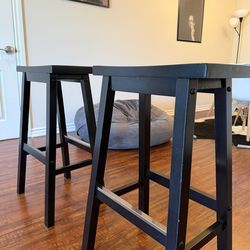 Crate & Barrel Modern Black Bar Stools Set of 2