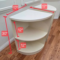Pair of White Corner Shelving Units