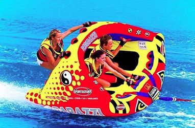 NEW 3 Person Towable Tube W/ Airhead Tow Tope, SPORTSSTUFF Poparazzi !