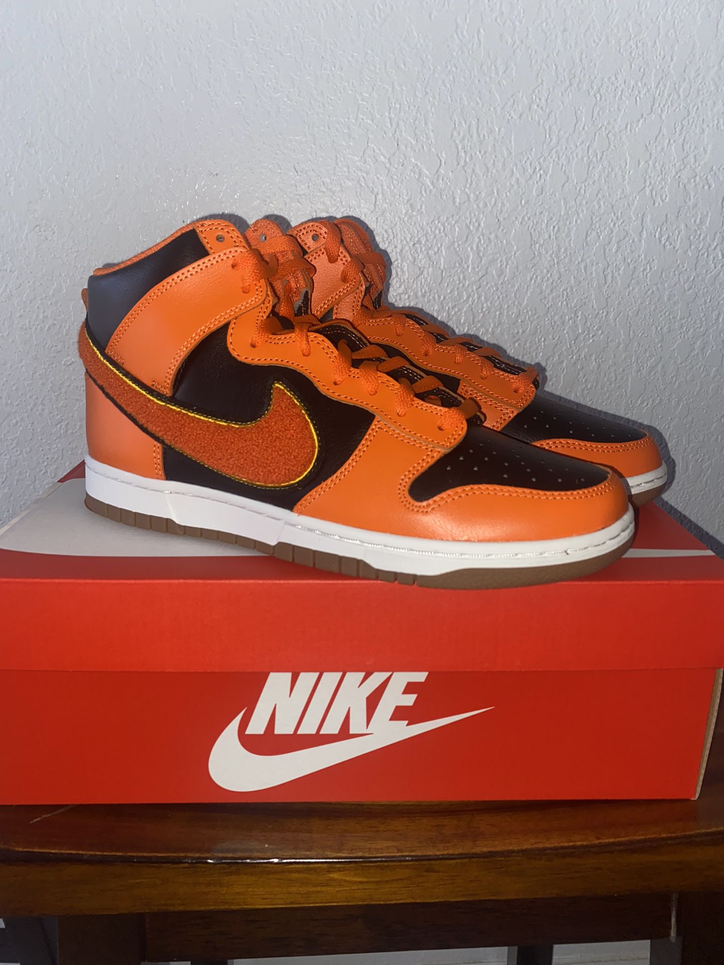Nike Dunk High Chenille Swoosh Orange