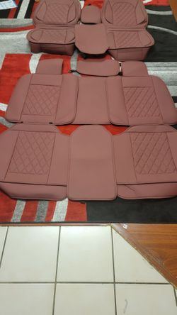 Maroon Red leather Seat Covers