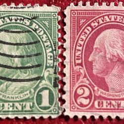 Franklin 1cent 2 Cent Washington Stamps