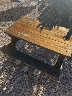Kids Wooden Outdoor Picnic Table with Bench