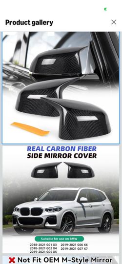 Real Carbon Fiber Mirror Cover Cap Trim for BMW X3 G01 X4 G02 X5 G05 Door Rearview Mirror Cover Car Accessories Decorative, 1pair(Left-Right)