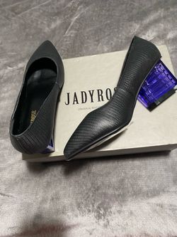 Jady Rose Black Pumps with Blue Crystal Heel