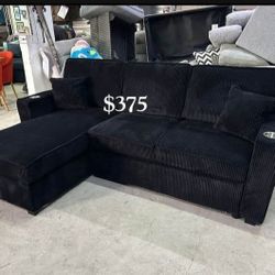 2-pc Convertible Sectional Sofa With Pull-out Bed & Storage 