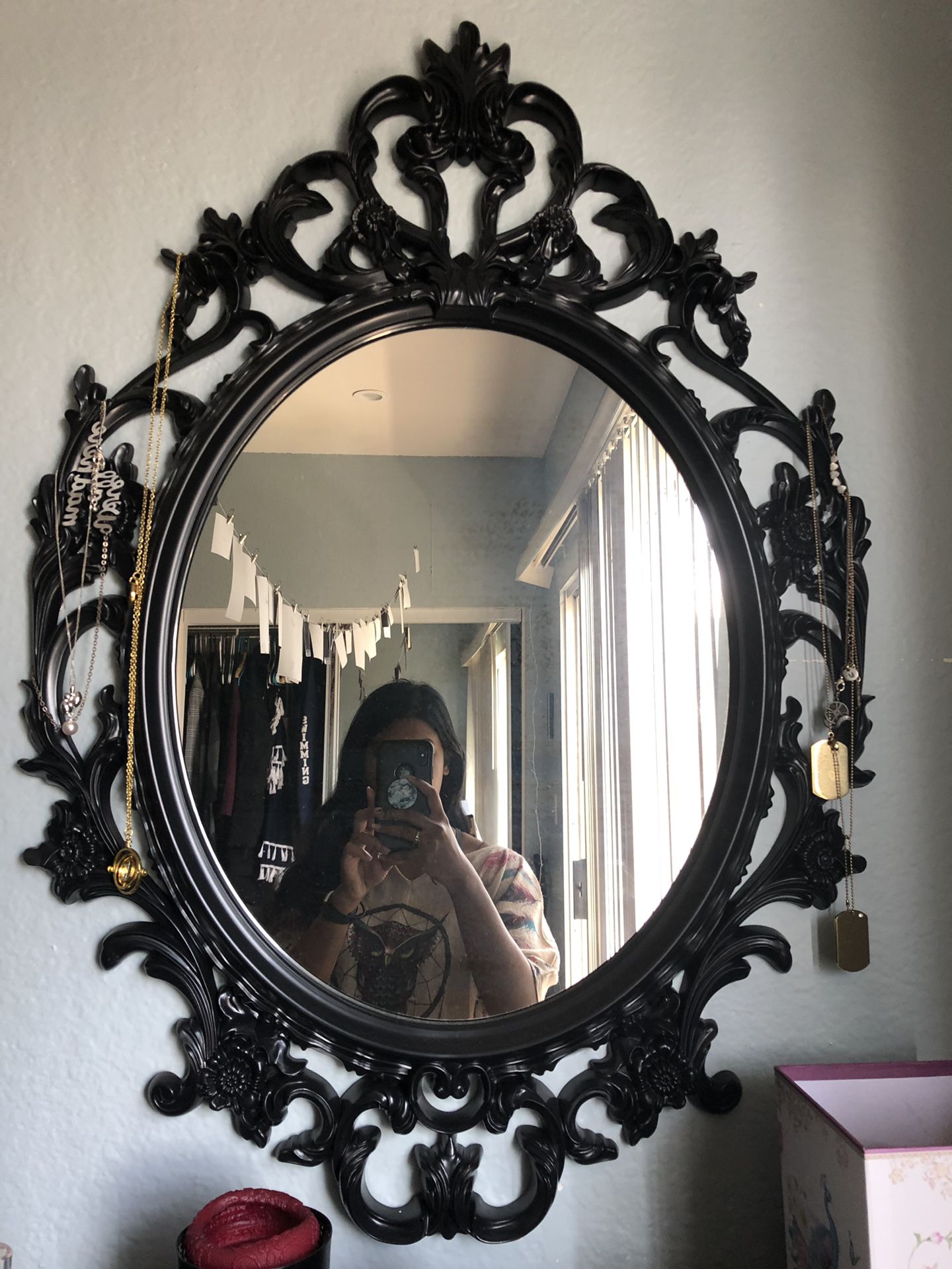 Gothic-style oval mirror