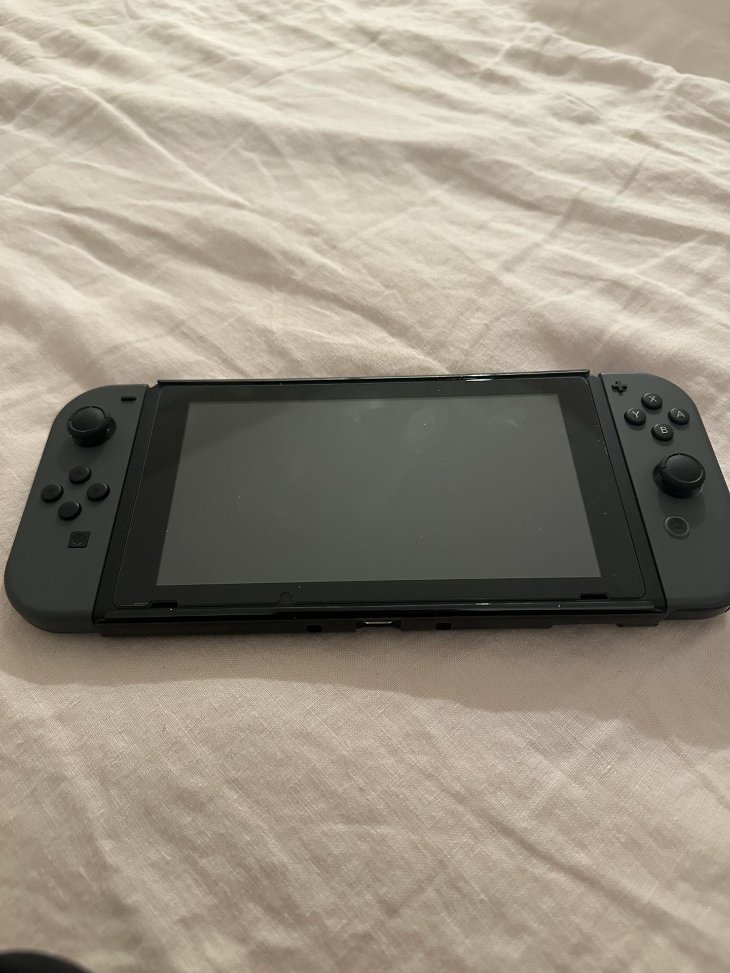 Gray Nintendo Switch With Hard Case And Soft Carry Bag