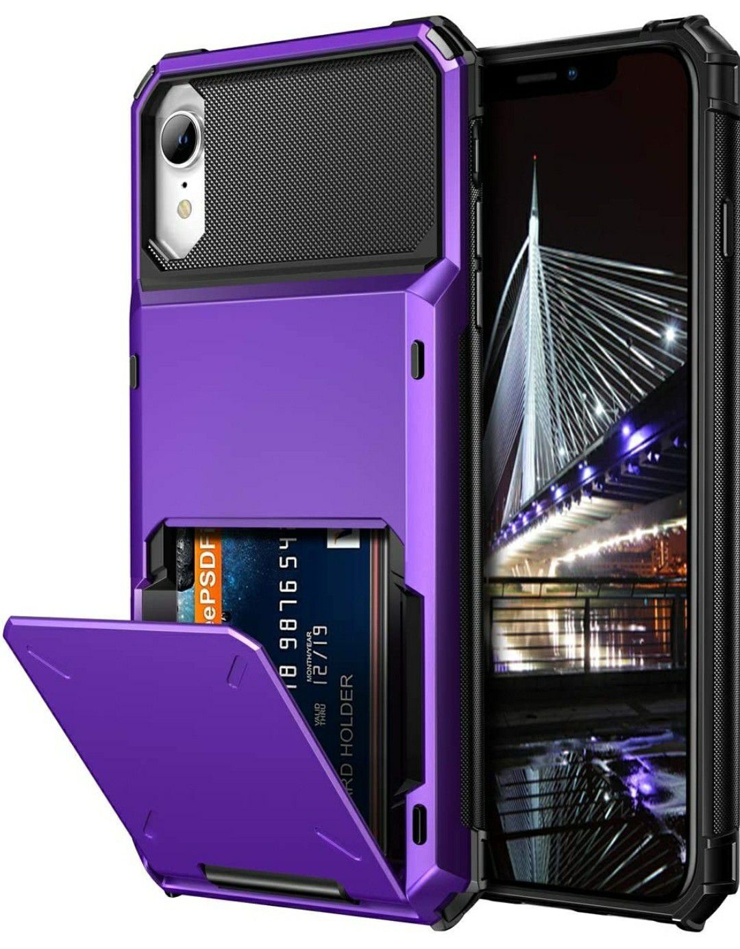Brand new iPhone XR Case Wallet ID Slot Credit Card Holder Spring Pocket Scratch Resistant Dual Layer Protective Bumper