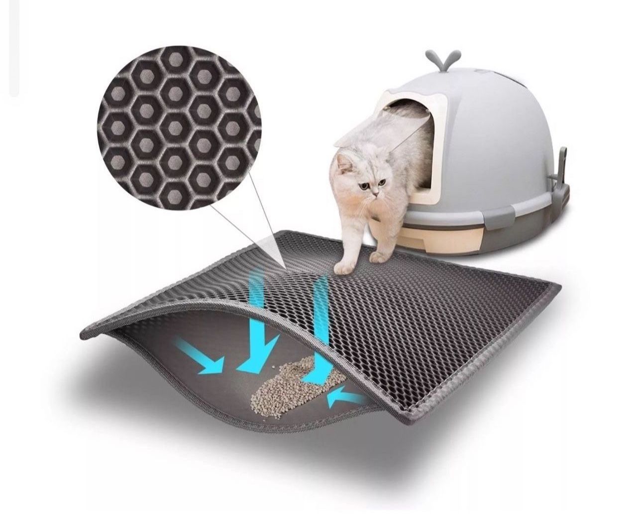 1 Pcs Cat Litter Mat Double Layer Waterproof Urine Proof Trapping Mat 24"X15" Gray