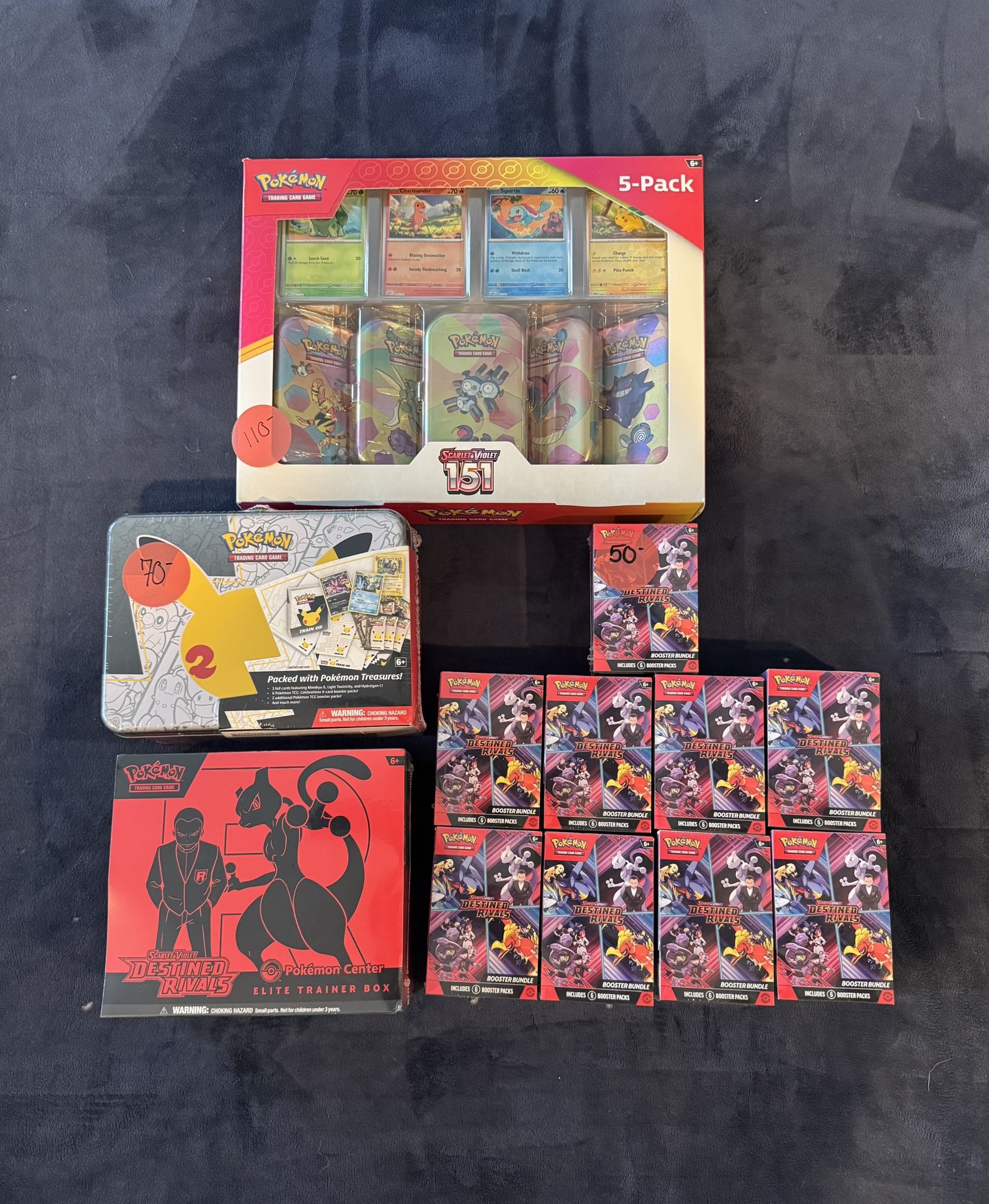 Sealed Pokemon Card Items (Destined Rivals, Celebration, 151, Prices in Description)