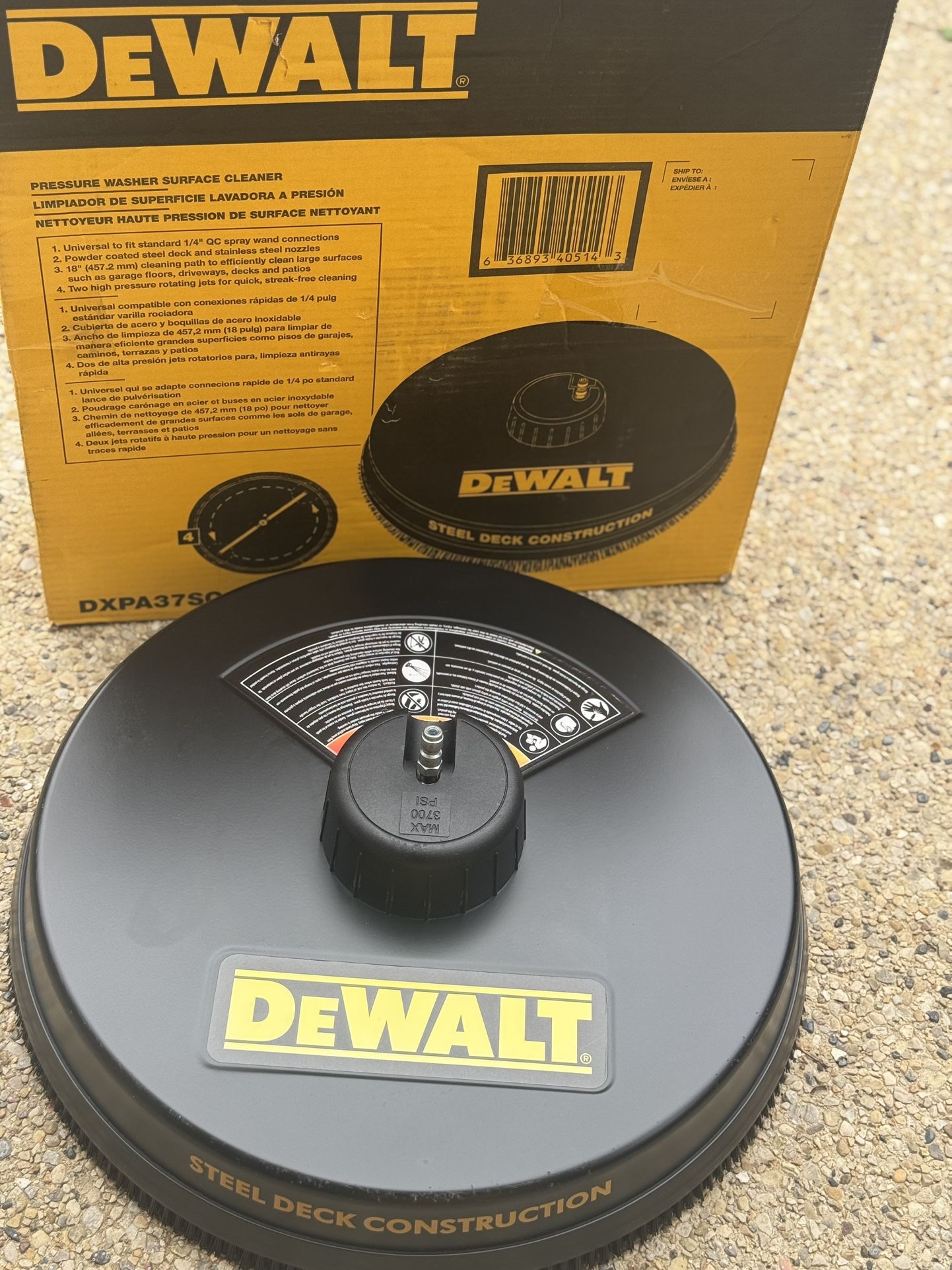 Dewalt Universal 18 in. Surface Cleaner for Cold Water Pressure Washers Rated up to 3700 PSI
