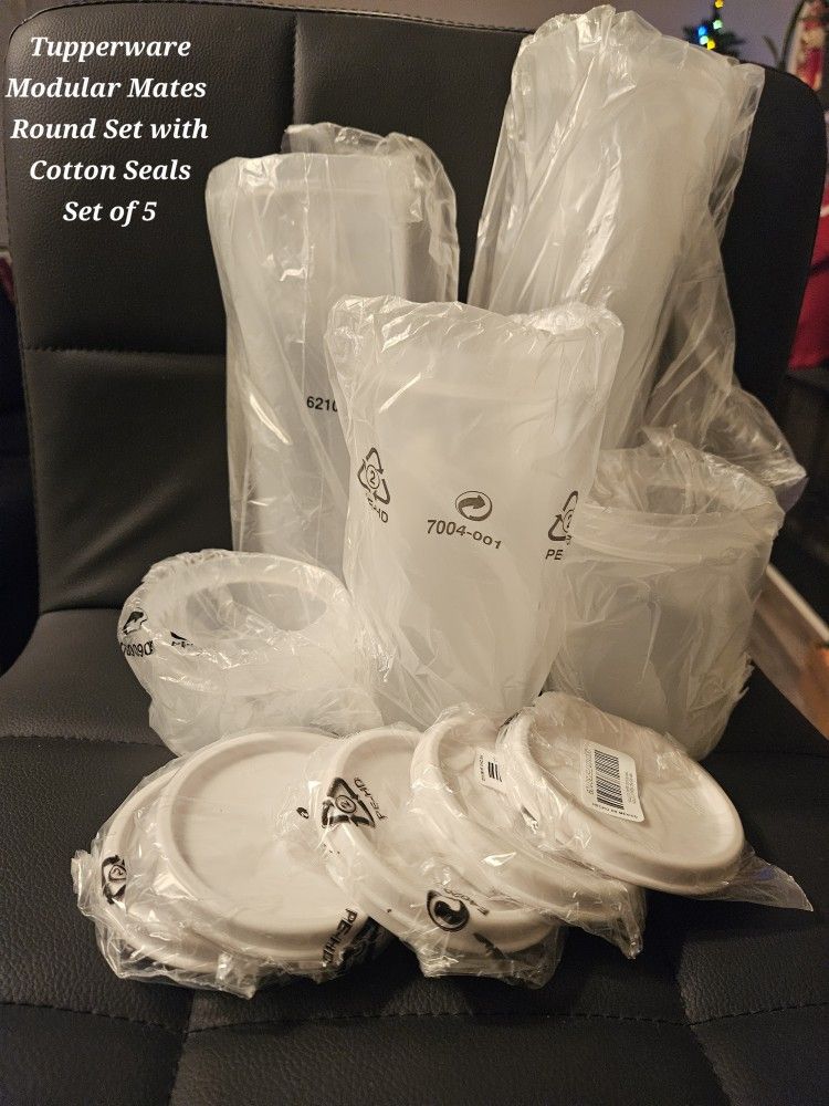 Tupperware Modular Mates Round Set With Cotton Seals Set Of 5