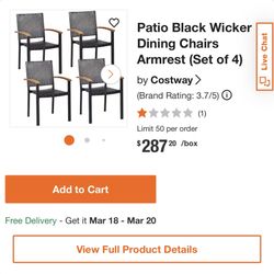 Set Of 4 Wickers Outdoor Patio Chairs