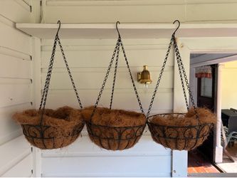 Three hanging planters