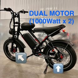 2000 Watt Dual/Twin Motor Scrambler Electric Ebike, 25ah Battery, 30mph, 30-60 Mile Range