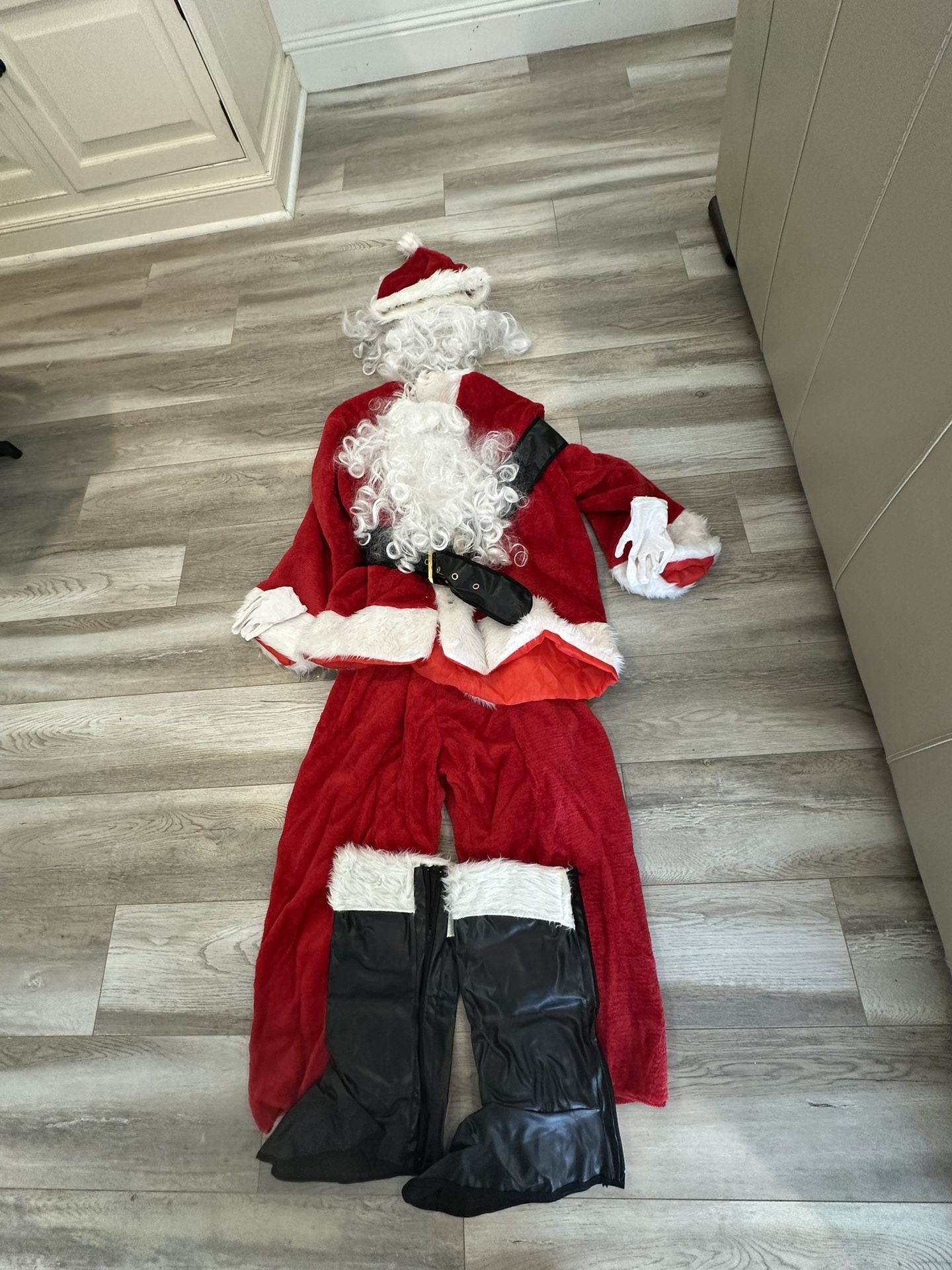 Santa Suit Complete Wig Beard Boot Covers Pants Jacket Bell Bags One Size