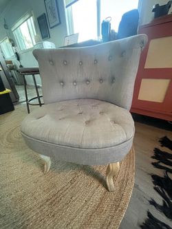 Gray Tufted Armless Chair - French Country Accent Seating