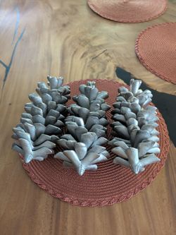 Ethan Allen nickel finish pines cones (3)