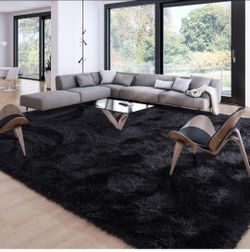 8x10 ft Black Shag Area Rug