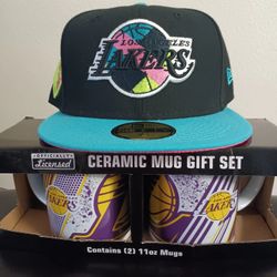 Los Angeles Lakers New Era 59FIFTY Fitted Hat Black/Pink/Noir/Blue 