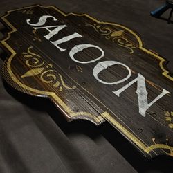 Rustic Wooden Saloon Sign