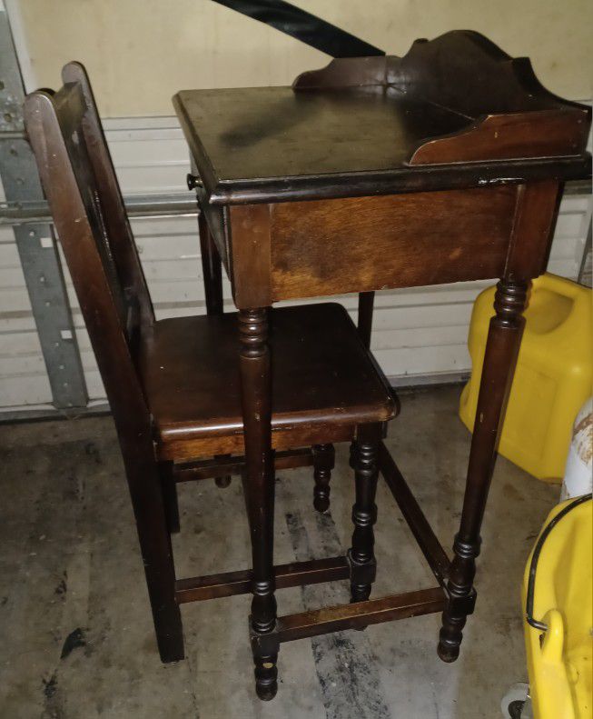 Antique Telephone Table & Chair