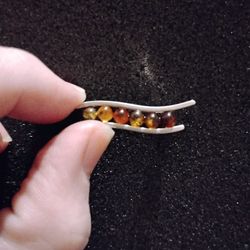 Vintage Einer Fehrn Sterling and Amber Broach 