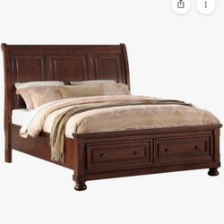 Bedroom Set: Full Sleigh Bed, Dresser, Mirror, Chest,Nightstand