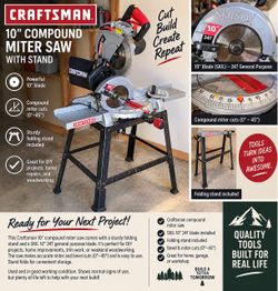Craftsman 10” Compound Miter Saw + Folding Stand