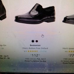  Men's Dress Slipon Shoes, Blk, 7.5, NEW