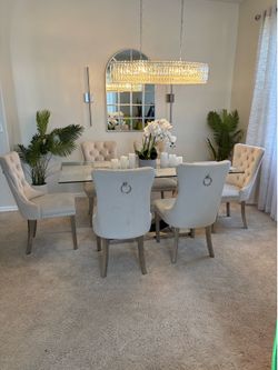 Elegant Glass dining table and chairs set